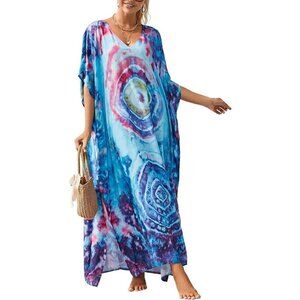 Kaftan Dresses for Women Swimwear Cover  Up Ethnic Print Caftan Maxi Dress